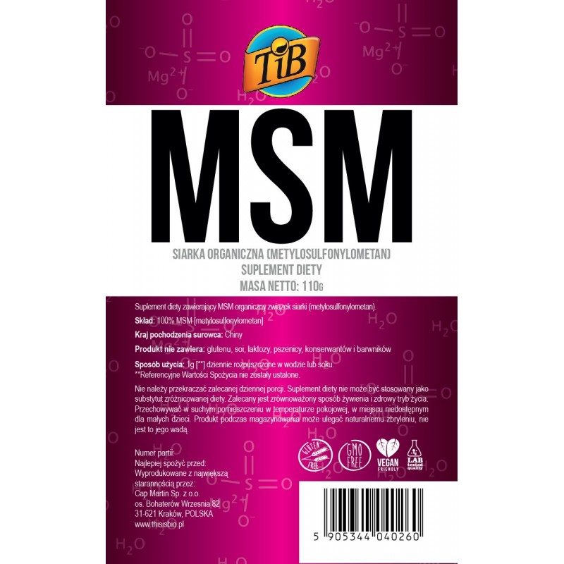 MSM (SIARKA ORGANICZNA) - 110g [TiB®]